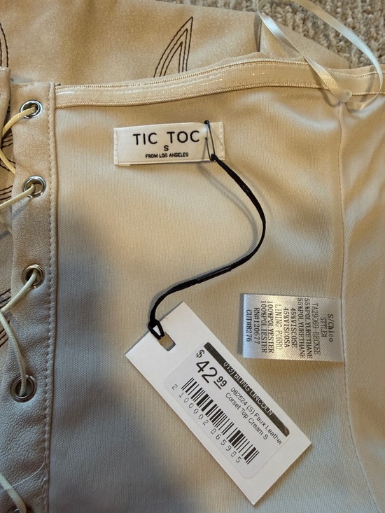 Beige Embroidered Corset Crop Top - Unbranded - Picture 2 of 5